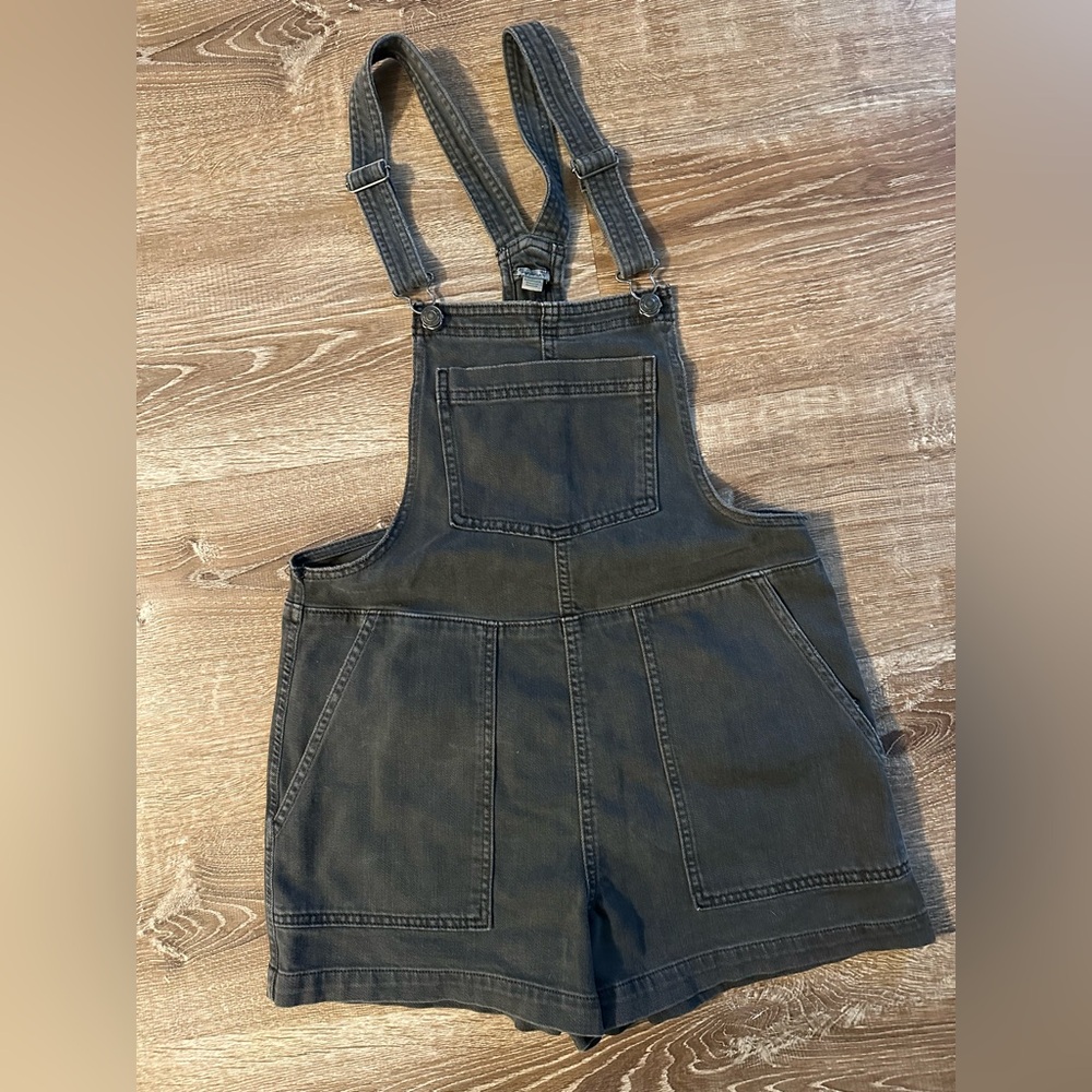 Aerie Dark Charcoal Gray Short Overalls
